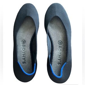 Rothy’s black flats size 9.5 blue trim on back heel textured fabric
